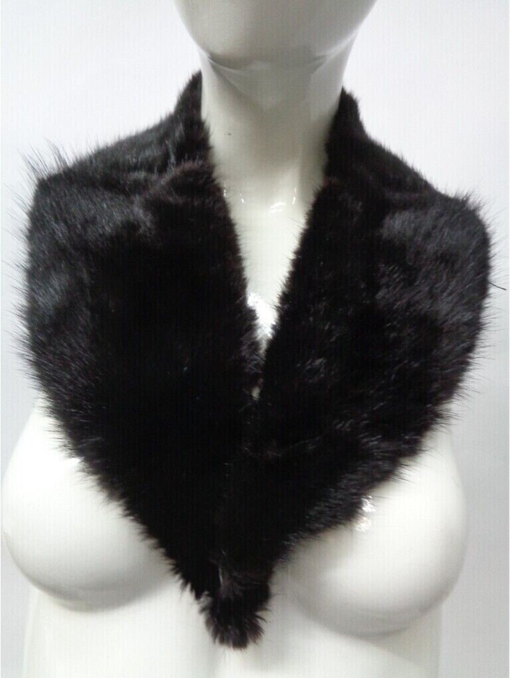MINT BLACK MUSKRAT FUR SHAWL COLLAR WRAP SCARF WOMEN WOMAN 34"X4"